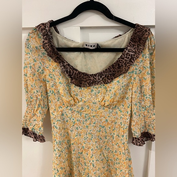 Rixo Marcele Floral leopard contrast dress size XS - Picture 5 of 9